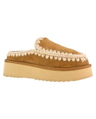 Ciabatta Donna Mou Platform Clog Eskimo Montone Cognac