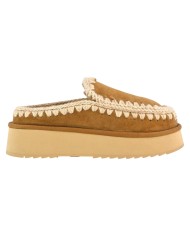 Ciabatta Donna Mou Platform Clog Eskimo Montone Cognac