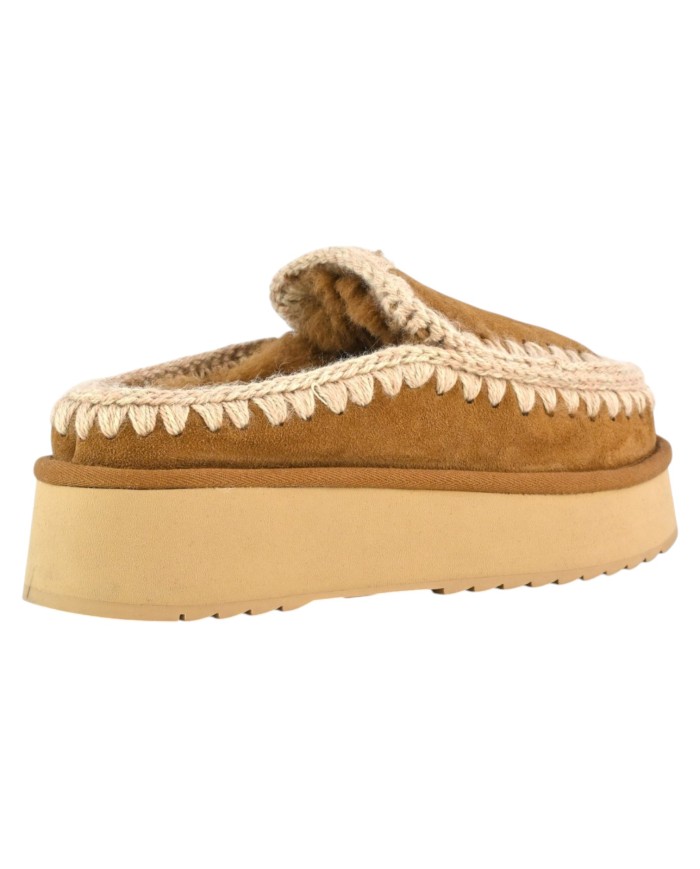 Ciabatta Donna Mou Platform Clog Eskimo Montone Cognac