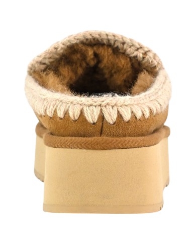 Ciabatta Donna Mou Platform Clog Eskimo Montone Cognac