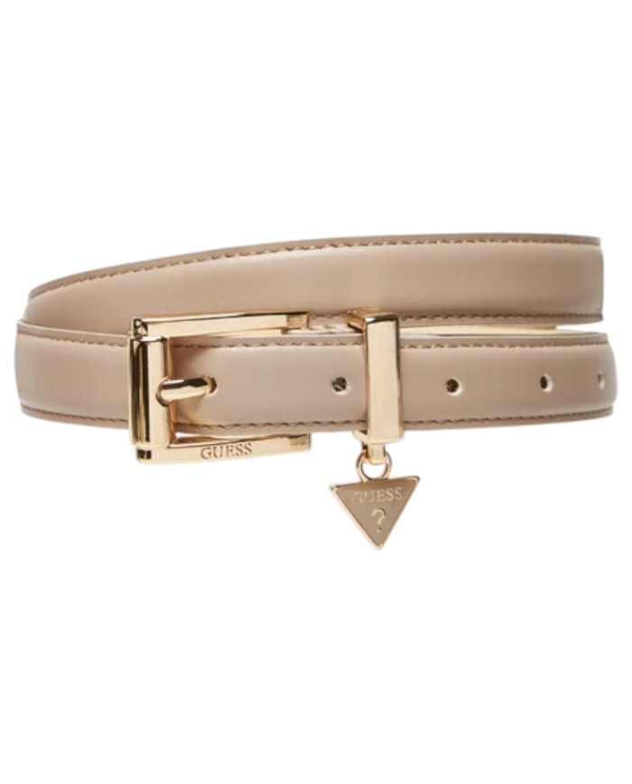 Cintura Guess Donna Queensland Sottile Charm Logo Leather Taupe