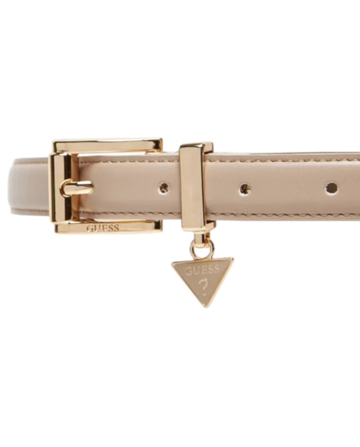 Cintura Guess Donna Queensland Sottile Charm Logo Leather Taupe