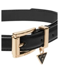 Cintura Guess Donna Queensland Sottile Charm Logo Leather Black