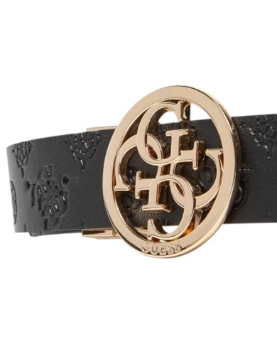 Cintura Guess Donna Phoebe 4G Logo Peony Reversibile Leather Coal Black