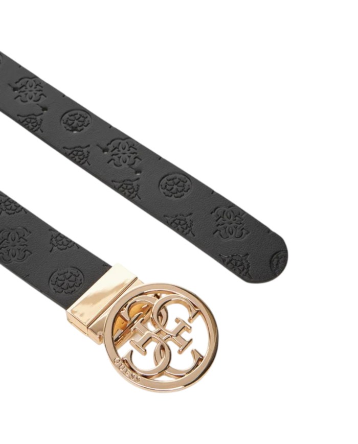 Cintura Guess Donna Phoebe 4G Logo Peony Reversibile Leather Coal Black