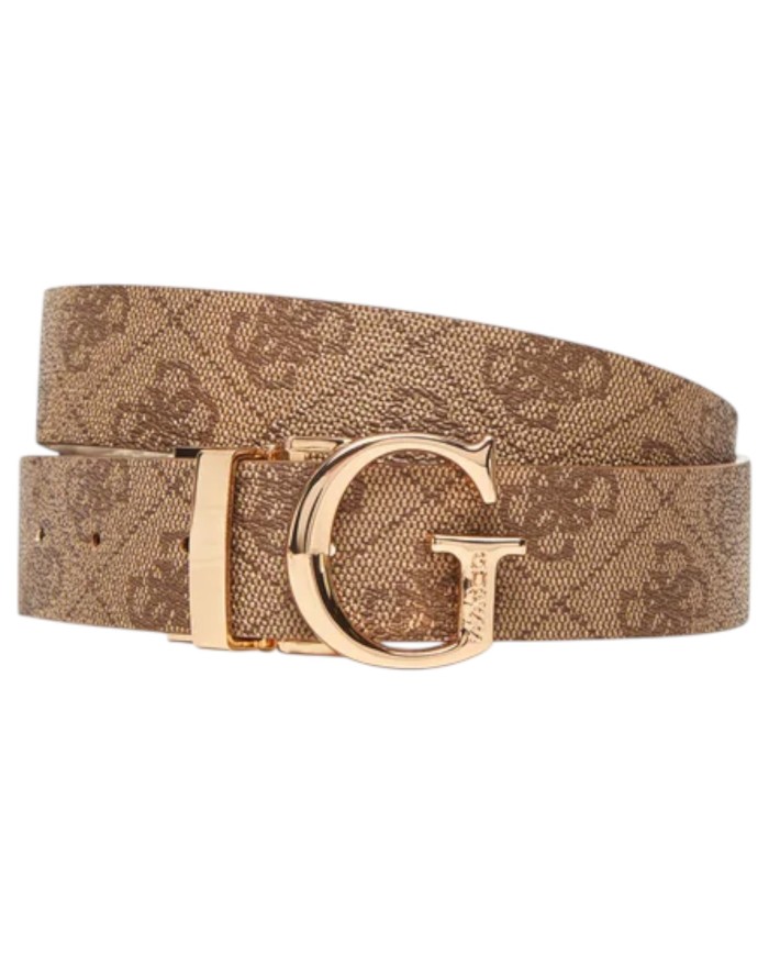 Cintura Guess Donna Calista 4G Logo Reversibile Leather Latte Cream