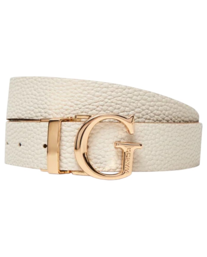 Cintura Guess Donna Calista 4G Logo Reversibile Leather Latte Cream