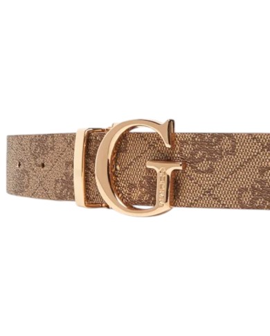 Cintura Guess Donna Calista 4G Logo Reversibile Leather Latte Cream