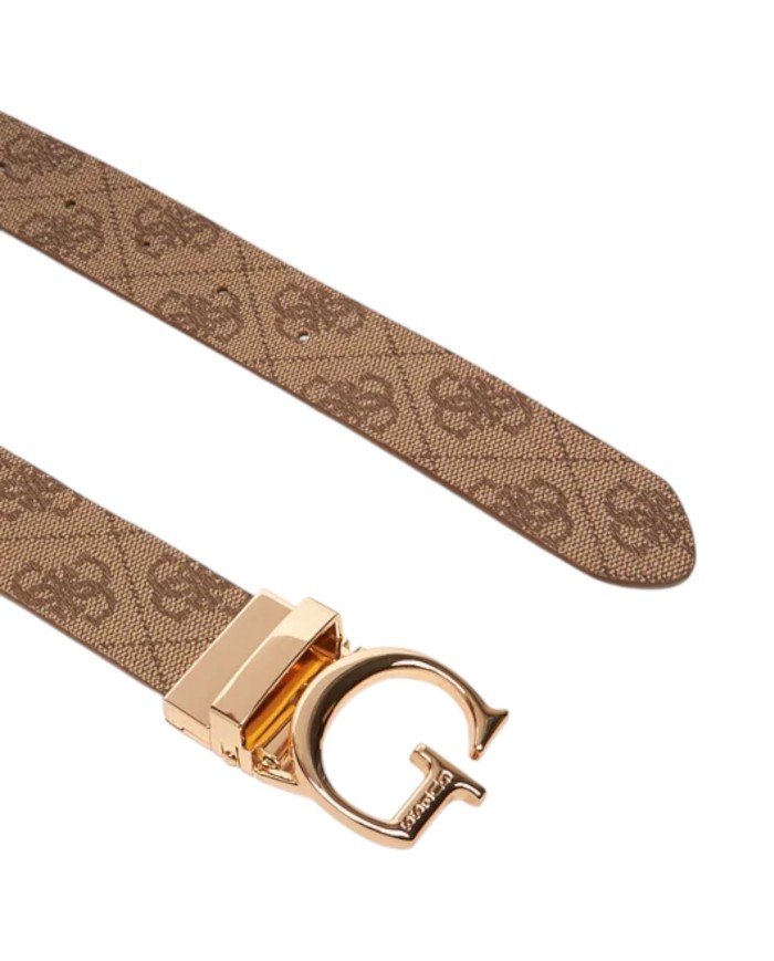 Cintura Guess Donna Calista 4G Logo Reversibile Leather Latte Cream