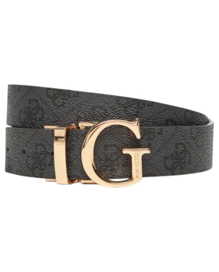Cintura Guess Donna Calista 4G Logo Reversibile Leather Coal Black