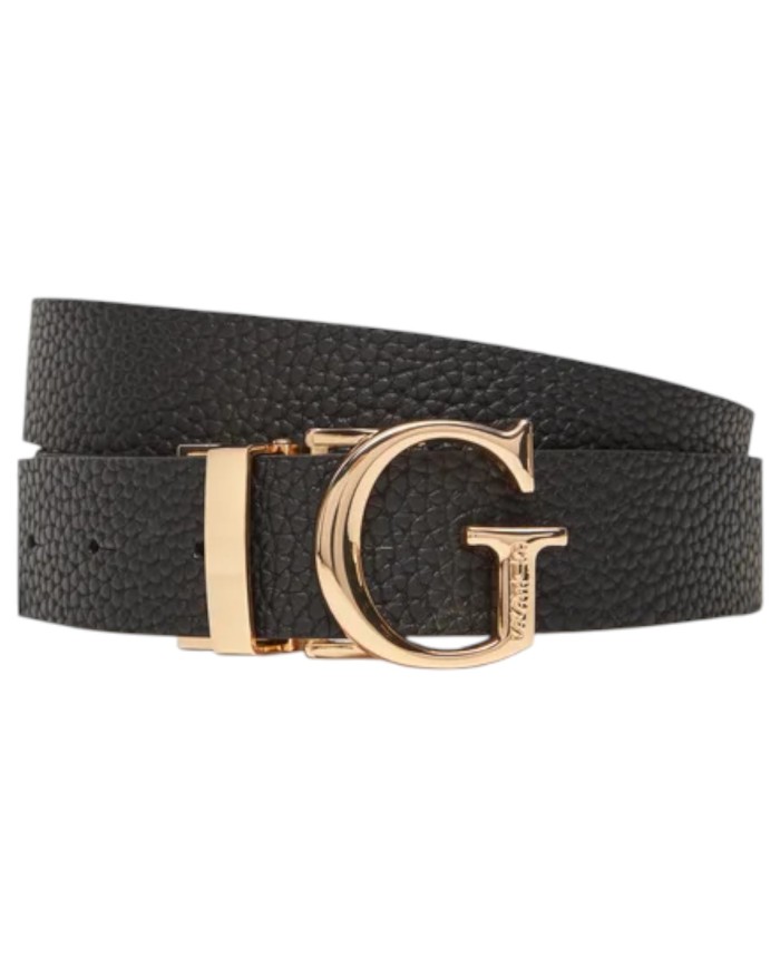 Cintura Guess Donna Calista 4G Logo Reversibile Leather Coal Black