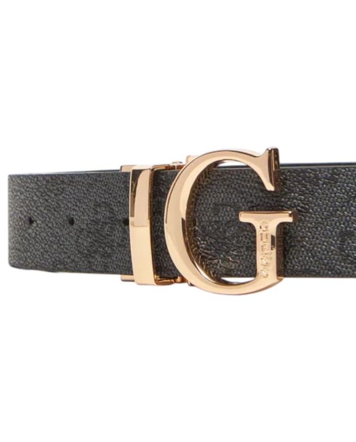 Cintura Guess Donna Calista 4G Logo Reversibile Leather Coal Black