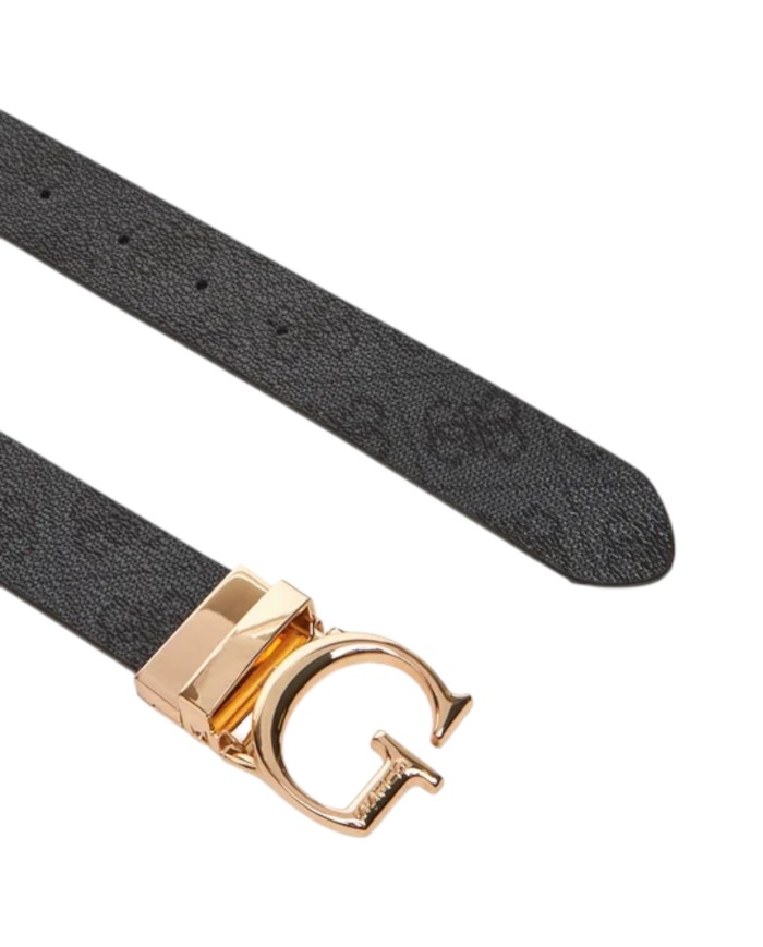 Cintura Guess Donna Calista 4G Logo Reversibile Leather Coal Black