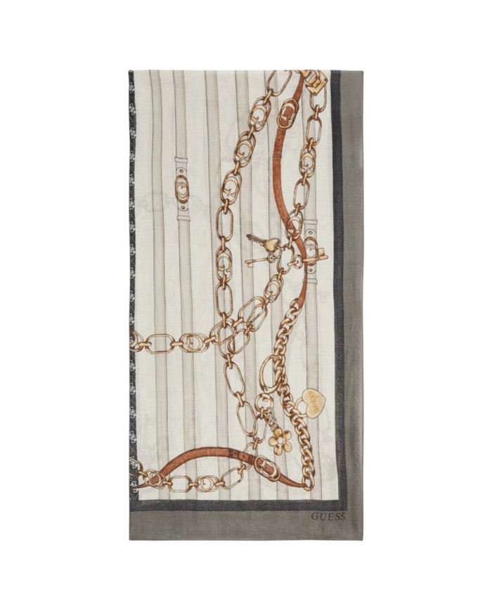 Foulard Guess Donna Chains & Belts 4G Logo Sciarpa Black Multicolor
