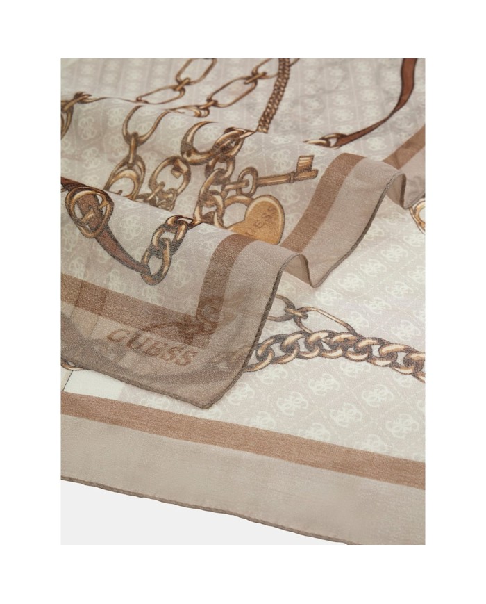 Foulard Guess Donna Chains & Belts 4G Logo Sciarpa Shell Multicolor
