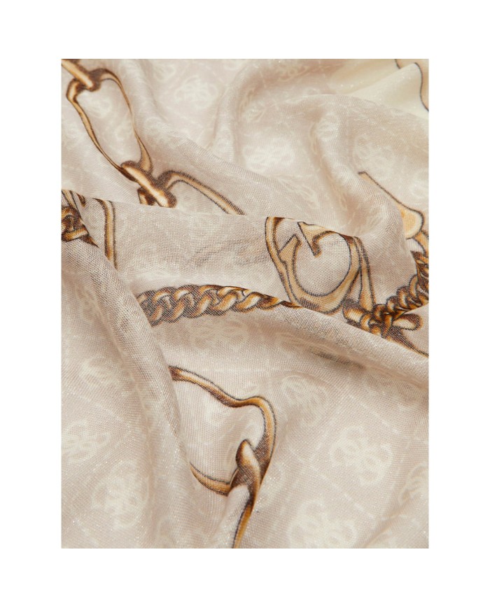 Foulard Guess Donna Chains & Belts 4G Logo Sciarpa Shell Multicolor