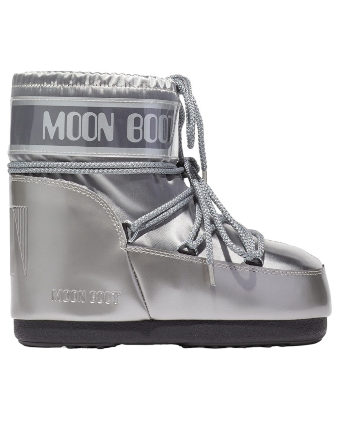 Stivali da Neve Donna Moon Boot Icon Low Glance Argento In Raso