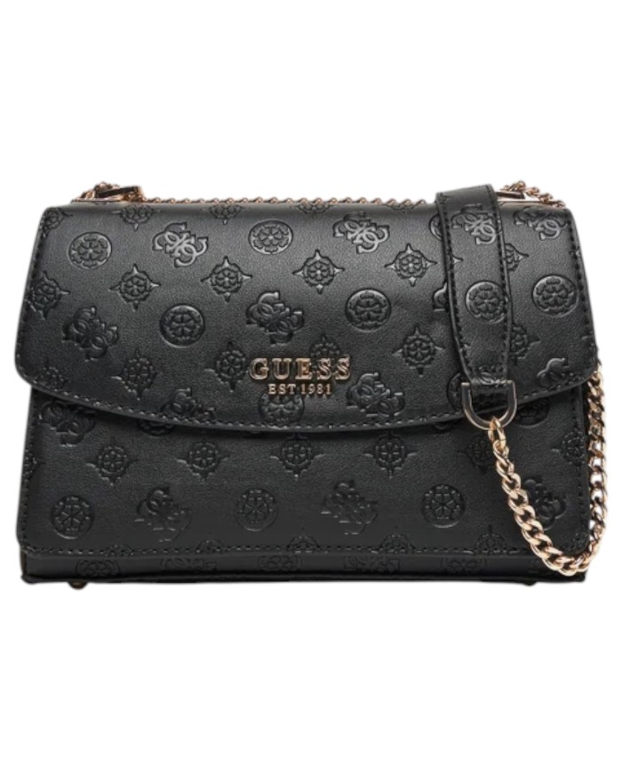 Borsa Guess Donna Phoebe 4G Logo Peony Tracolla Leather Black