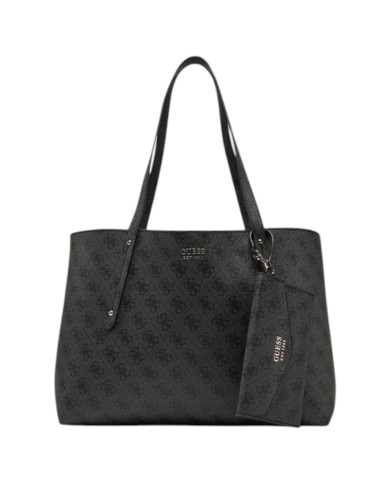 Shopper Donna Guess Brenton Con Pochette 4G Logo Leather Coal