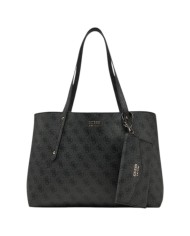 Shopper Donna Guess Brenton Con Pochette 4G Logo Leather Coal