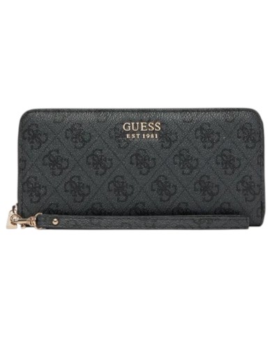 Portafoglio Donna Guess Brenton Slg 4G Logo Leather Coal Black