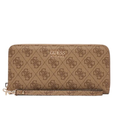 Portafoglio Donna Guess Brenton Slg 4G Logo Leather Latte