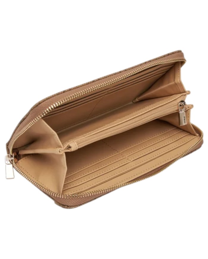 Portafoglio Donna Guess Brenton Slg 4G Logo Leather Latte