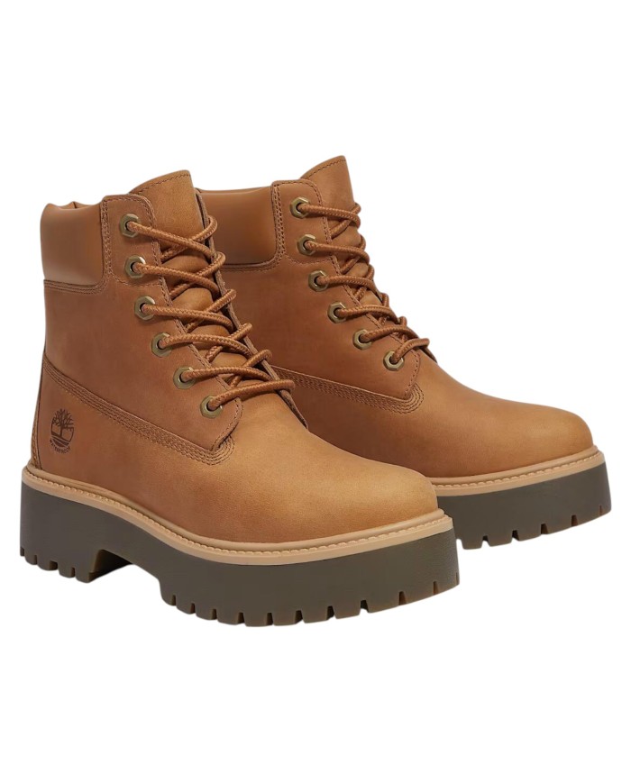 Stivaletto Donna Timberland Anfibio Stone Street 6 In Lace Waterproof Wheat Full Grain