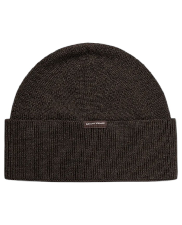 Cappello Uomo Armani Exchange Beanie Hat Line Logo Chocolate Melange