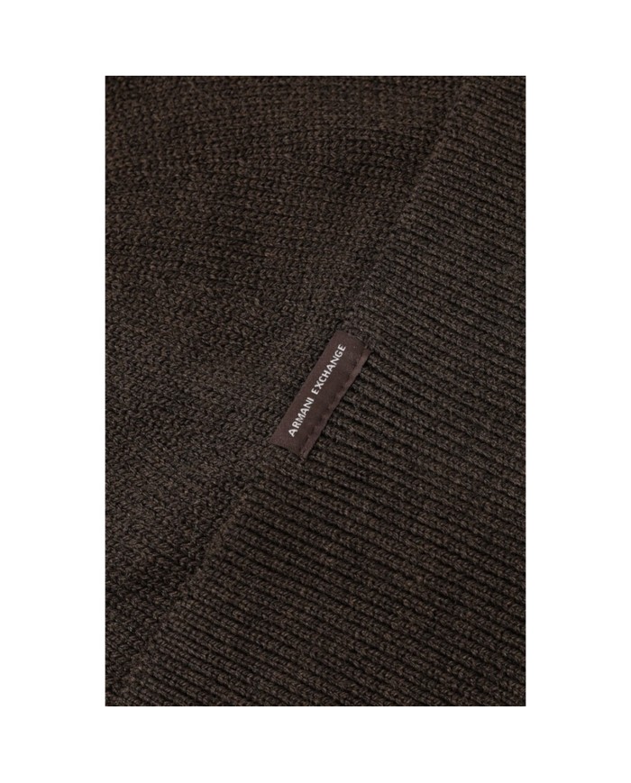 Cappello Uomo Armani Exchange Beanie Hat Line Logo Chocolate Melange