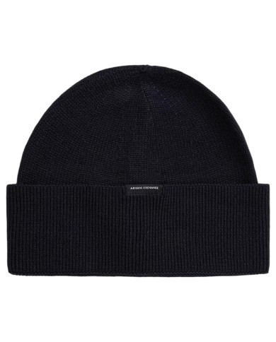 Cappello Uomo Armani Exchange Beanie Hat Line Logo Deep Navy