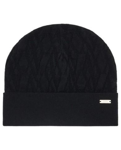 Cappello Donna Armani Exchange Beanie Hat Metal Logo Black