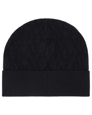 Cappello Donna Armani Exchange Beanie Hat Metal Logo Black