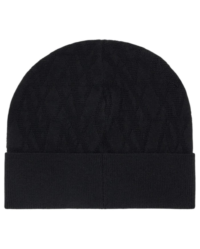 Cappello Donna Armani Exchange Beanie Hat Metal Logo Black
