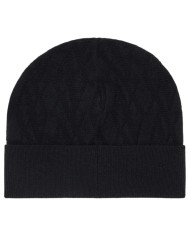 Cappello Donna Armani Exchange Beanie Hat Metal Logo Black