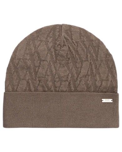 Cappello Donna Armani Exchange Beanie Hat Metal Logo Beige