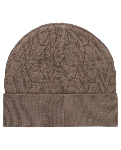 Cappello Donna Armani Exchange Beanie Hat Metal Logo Beige