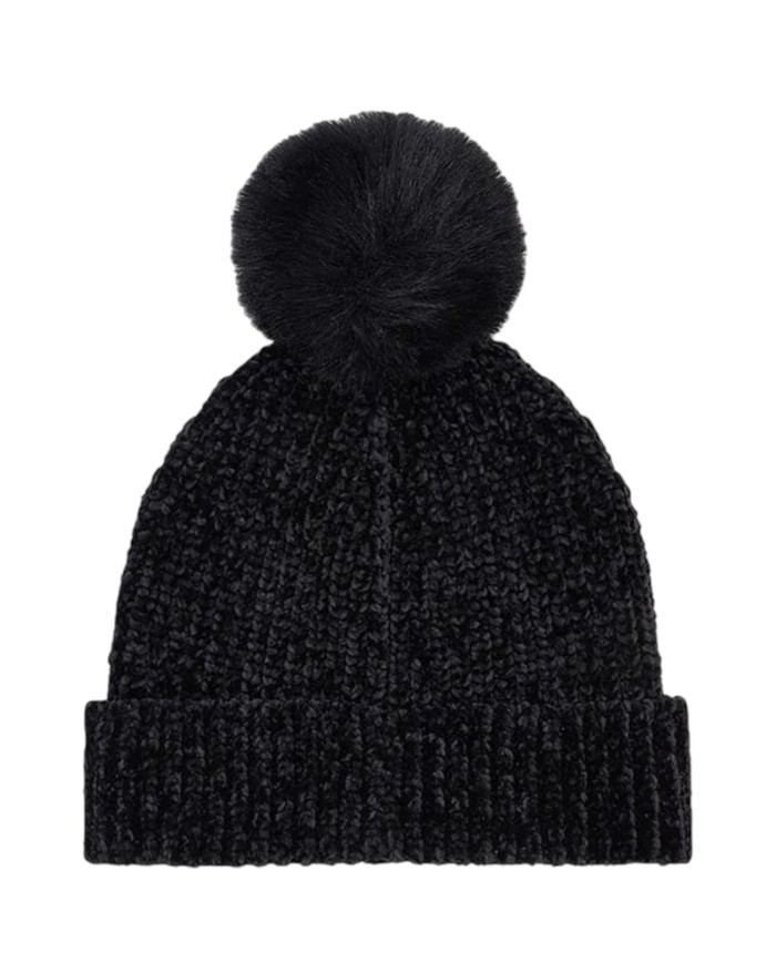 Cappello Donna Armani Exchange Hat Pom Pon Metal Logo Black