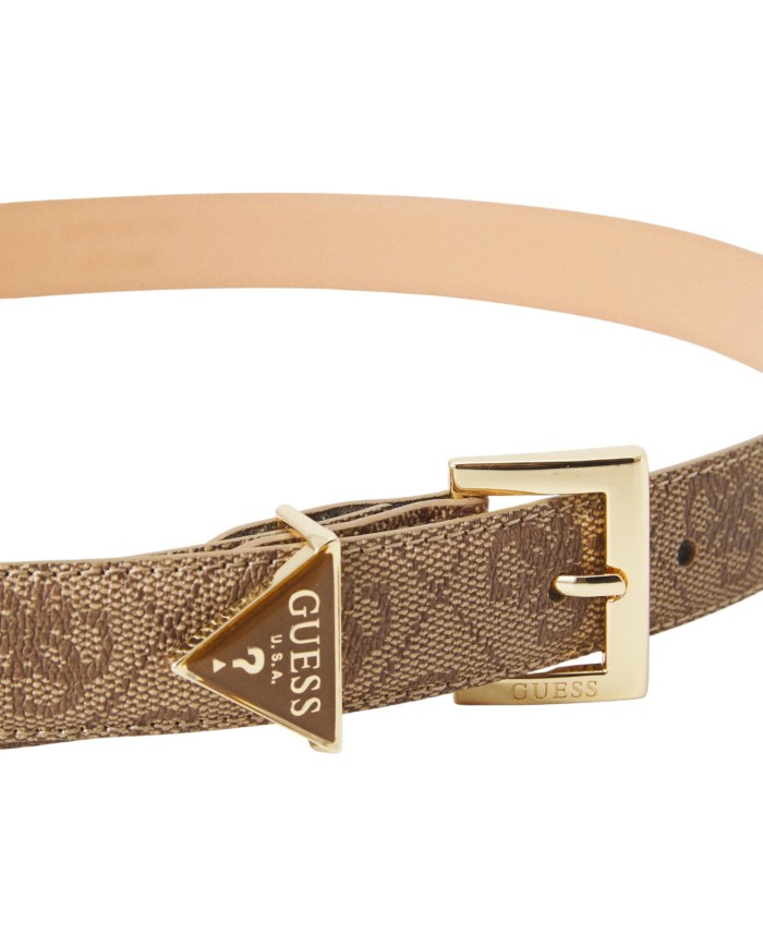 Cintura Guess Donna Noelle 4G Triangle Logo Leather Latte