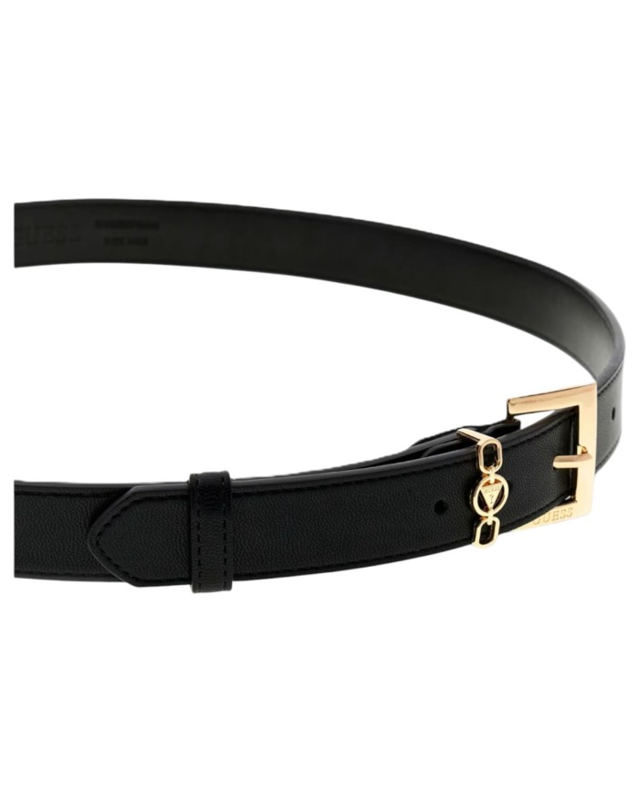 Cintura Guess Donna Marion Chained Triangle Logo Leather Black