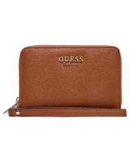Portafoglio Guess Donna Amorette Doppia Zip Line Logo Leather Cognac