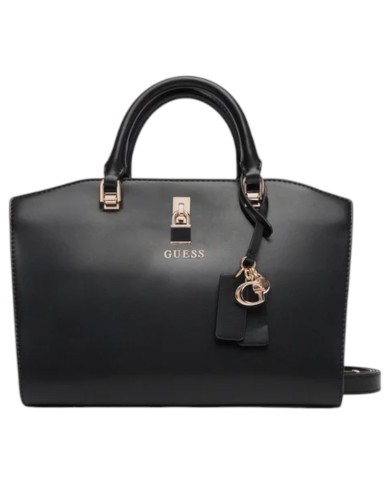 Borsa Guess Donna Queensland Con Tracolla Guess Logo Leather Black