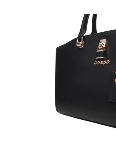 Borsa Guess Donna Queensland Con Tracolla Guess Logo Leather Black