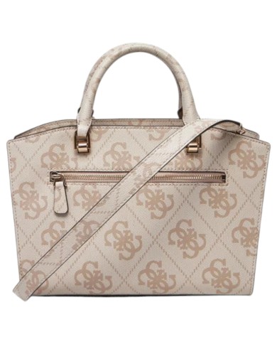 Borsa Guess Donna Queensland Con Tracolla 4G Logo Leather Dove Cream