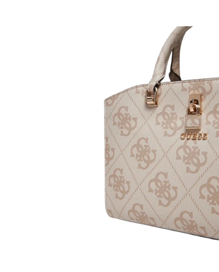 Borsa Guess Donna Queensland Con Tracolla 4G Logo Leather Dove Cream