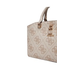 Borsa Guess Donna Queensland Con Tracolla 4G Logo Leather Dove Cream