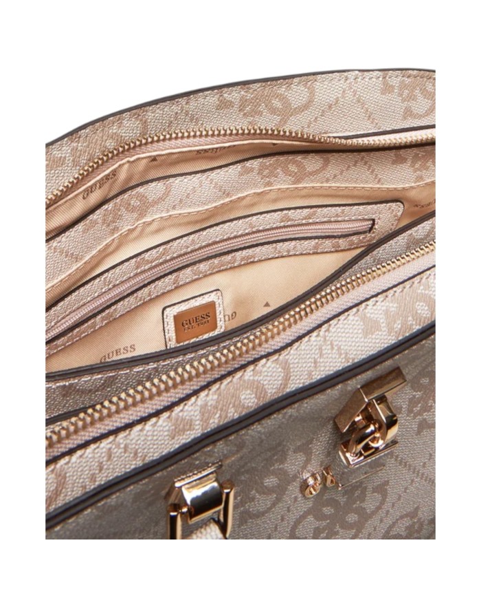 Borsa Guess Donna Queensland Con Tracolla 4G Logo Leather Dove Cream