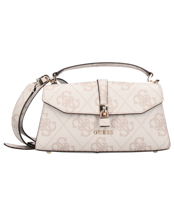 Borsetta Guess Donna Queensland Con Tracolla 4G Logo Leather Dove Cream