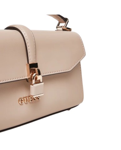 Borsetta Guess Donna Queensland Con Tracolla Guess Logo Leather Off White Taupe