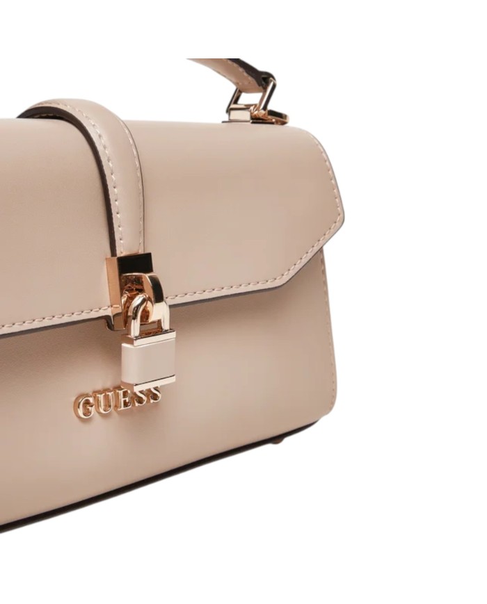 Borsetta Guess Donna Queensland Con Tracolla Guess Logo Leather Off White Taupe